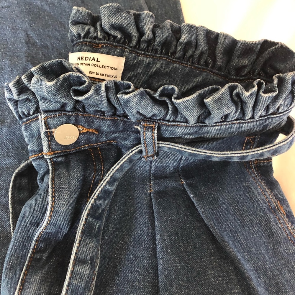 Dark Wash Straight Leg Paperbag Jean